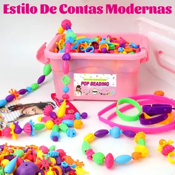 500g Caixa com Miçangas DIY Sem Linha para Confecção de Bijuterias Artesanais, Miçangas de Formas e Cores Variadas