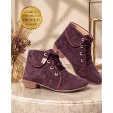 Bota Feminina Cano Curto Camurça Confortável Casual Salto Baixo Moda Elegante Dia a Dia Premium