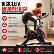 Bike Spinning Ergométrica Profissional Para Treino Academia e Casa Estrutura Reforçada Ajustável Resistente 120kg