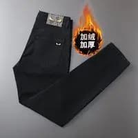 W inverno forro de lã engrossado quente Jeans masculino outono inverno solto resistente ao desgaste calças de perna reta
