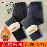 Woodpecker inverno calças masculinas forro de lã engrossado calças quentes soltas tamanho grande calças casuais à prova