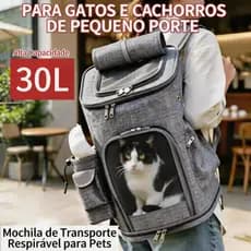 Mochila Pet Caixa de Transporte Gato Cachorro 30L Até 10kg Respirável, Passeios e Viagens