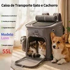 Mochila Pet | Caixa de Transporte Gato e Cachorro, Para Cães Pequenos, Capacidade 55L, Boa Ventilação