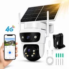 Câmera De Segurança Externa Solar 4G YOOSEE Dupla Lente PTZ IP66 Visão Noturna Áudio Chip SIM