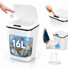 Lixeira Automática Inteligente 16L Com Sensor De Movimento Sem Toque Anti Odor USB Cozinha Banheiro