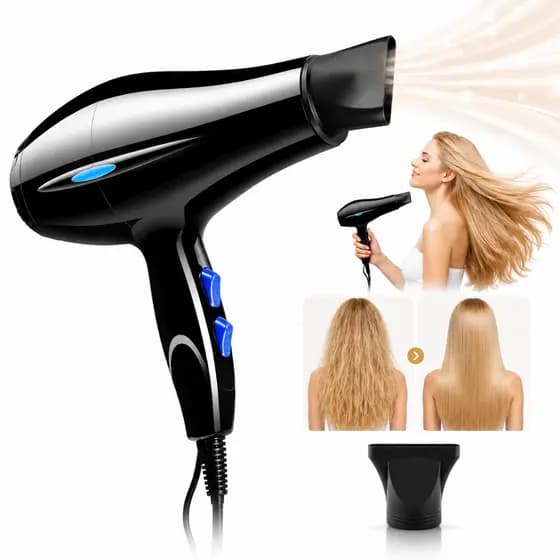 Secador De Cabelo Profissional 3200W 110V Íons Negativos Secagem Rápida Anti Frizz Com E Bico Direcionador
