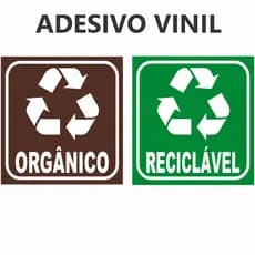 Adesivos Para Lixeiras - Lixo Orgânico e Reciclável - 12x12cm - Kit com 2 Adesivos