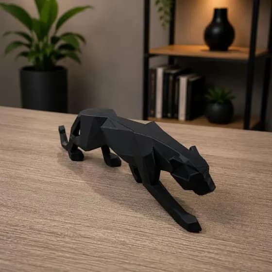 Pantera 3D Decoração Luxo Sala Escritório Preto 21cm