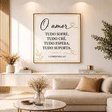 Quadro Decorativo 1 Peça 20x30 a 110x80 Amor tudo sofre cre espera suporta