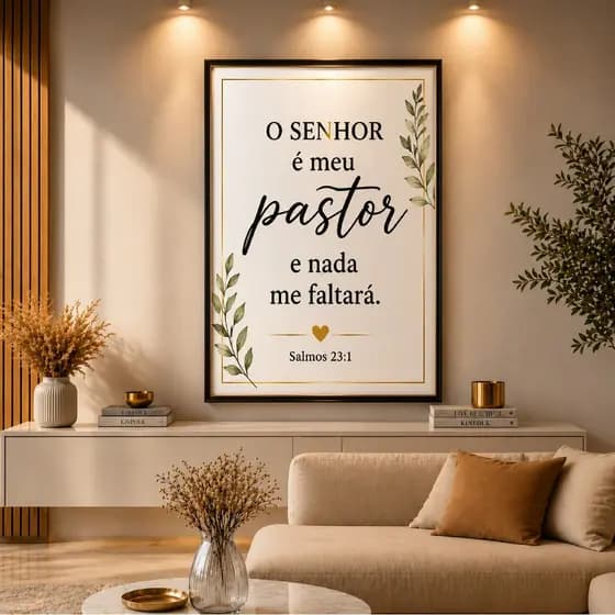 Quadro Decorativo 1 Peça 20x30 a 110x80 Salmo 23:1 O Senhor é meu pastor e nada me faltará
