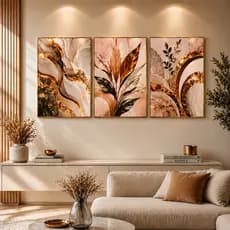 Quadro Decorativo 3 peças 122x60 Abstrato Luxo Elegante