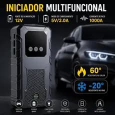 5 em 1 10000mAh Auxiliar de Partida Veicular | Power bank portátil com lanterna LED, para carros e motos