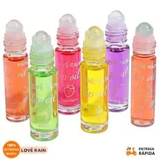 LOVE RAIN Lip Oil Gloss Roll On Frutas Hidratante Labial Mágico Brilho Espelhado Sabor Morango Uva Melancia