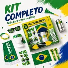Kit Torcedor Brasil 12 Peças Para Copa Do Mundo 2026 Festa,Produtos para festa divertida