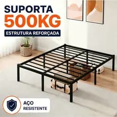 Base de Cama Casal Metal 500KG Estrutura Reforçada Sem Ruídos com Espaço de Armazenamento