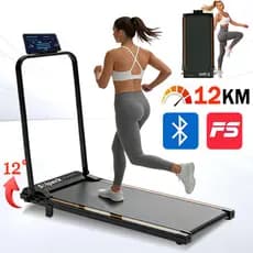 Esteira Elétrica Doméstica 2.0HP Dobrável Silenciosa Bluetooth 12km/h Suporta 120kg, Ergométrica para Casa