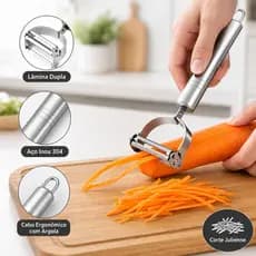 Descascador De Legumes Aço Inox Móvel 2 em 1 Lâmina Dupla Para Legumes Frutas Verduras