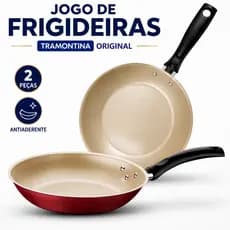 Jogo De Frigideiras Tramontina Turim Antiaderente 2 Peças Vermelho Cinza