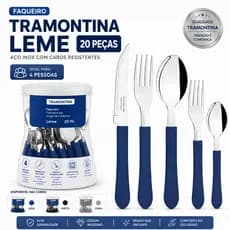 Jogo De Talheres Faqueiro Tramontina Leme 20 Peças Em Aço Inox Com Cabo