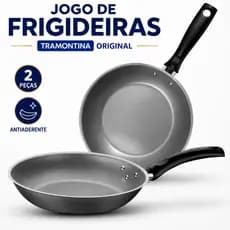 Jogo De Frigideiras Antiaderente Tramontina Turim 2 Peças Vermelho Cinza