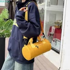 Bolsa De Ginástica Cilíndrica PERTUO , Crossbody Feminina De Nylon De Cor Sólida Armazenamento De Ioga Fitness De Um Omb