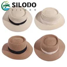 Chapéu Balde Protetor Solar SILODO , De Palha De Aba Larga Estilo Coreano Sol Feminino Côncavo Plana