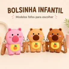 Bolsinha Mini Infantil Capivara Capy bala Mochilinha Silicone Confortável Leve
