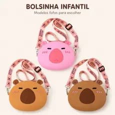 Bolsinha Mini Infantil Capivara Capy bala Mochilinha Silicone Confortável Leve Fofo