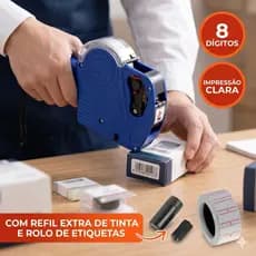 Etiquetadora Manual De Preços 8 Dígitos + Refil + Etiquetas Cor Variada