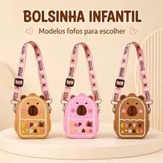 Bolsinha Mini Infantil Capivara Capy bala Mochilinha Silicone Confortável Leve Menino E Menina
