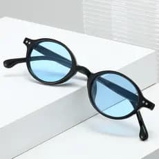 2 pares de óculos de sol ovais pequenos retrô, rebites de Designer, óculos de sol femininos com concha de tartaruga azul