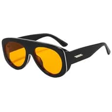 Dois pares Retro grosso quadro grande Oval azul amarelo gradiente cor senhoras óculos de sol novo estilo moda preto list
