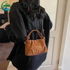 Bolsa Crossbody De Camurça SILODO , De Ombro Único Com Textura De Cor Sólida Feminina Leve De Grande Capacidade