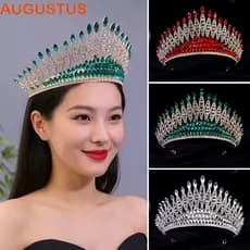 Tiaras De Rainha Barroca AUGUSTUS , Coroa De Princesa De Liga De Luxo Elegante , Chapéu De Noiva Brilhante Deslumbrante