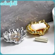 Suporte De Sabonete COLORFALLC , Saboneteira Com Design Inclinado Dourado/Prateado , Caixa Resistente A Molde À Prova De