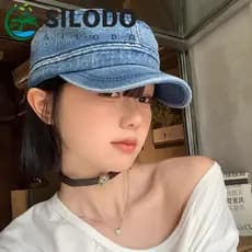 Boné De Pico SILODO , Chapéu De Beisebol Demin Streetwear , Viseira Casual Vintage Plana Top Cadete Viagem