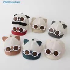 Chapéu Infantil LANDON Com Óculos De Sol , Boné De Língua De Pato De Malha Respirável Beisebol Leve Orelha De Gato