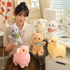 Bonito Pequena Ovelha Brinquedo De Pelúcia Kawaii 25cm Colorido E Gatinho Boneca Divertido Babador Gato Decoração Criati