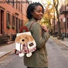 MXFASHIONE Mochila Escolar De Pelúcia De Coelho , Alças Ajustáveis , Criativa De Desenho Animado Para Cachorro , Portáti