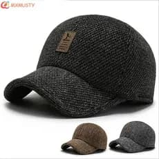 MXMUSTYZA Boné De Beisebol Moderno Ajustável Proteção De Ouvido Couro Lã Meia Idade Masculino Outono Estilo Coreano Chap