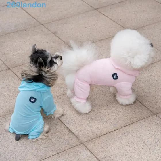 Roupas De Resfriamento Para Cães LANDON , Pijama De Malha Respirável De Corpo Inteiro , Macacão Macio Com Capuz Animais