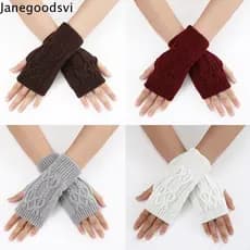 JANEGOODSVI Luvas De Inverno , Meio Dedo De Tricô Macio Sem Dedos De Lã Quente De Cor Sólida Femininas