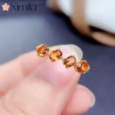 ♥ Luxo novo produto sorte citrino anel feminino pedra preciosa linha anel jóias simples