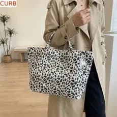 Bolsa Com Estampa De Letras CURB , Sacola Impermeável Leopardo De Grande Capacidade , De Armazenamento Praia