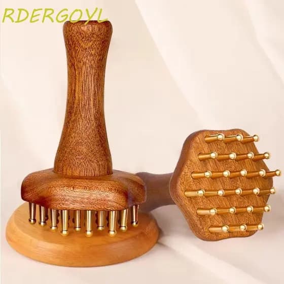 Escova De Massagem RDERGOYL , Ferramenta Portátil Gua Sha De Latão Com Cabo , Raspagem De Pele