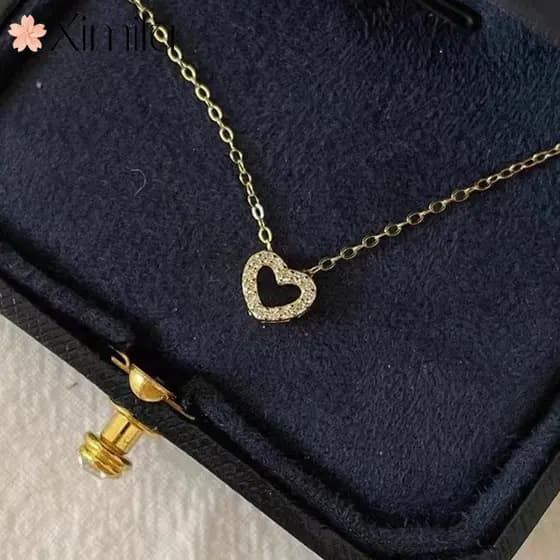 ❤ Original pequeno amor oco colar feminino temperamento All-Match banhado a ouro pingente simples jóias atacado