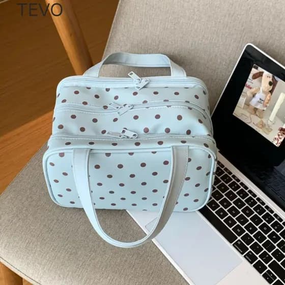 Bolsa De Maquiagem Portátil TEVO , Cosmética De Bolinhas Com Divisória De Três Camadas Higiene Multifuncional
