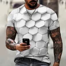Camiseta T-Shirt Impressa Em 3D Manga Curta Abstracta Harajuku De Tamanho Superior