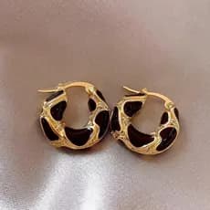 Estilo Vintage Esmalte Cor Metal Texturizado Pequenos Brincos De Argola Para Mulheres Moda Banhado A Ouro Declaração Ore