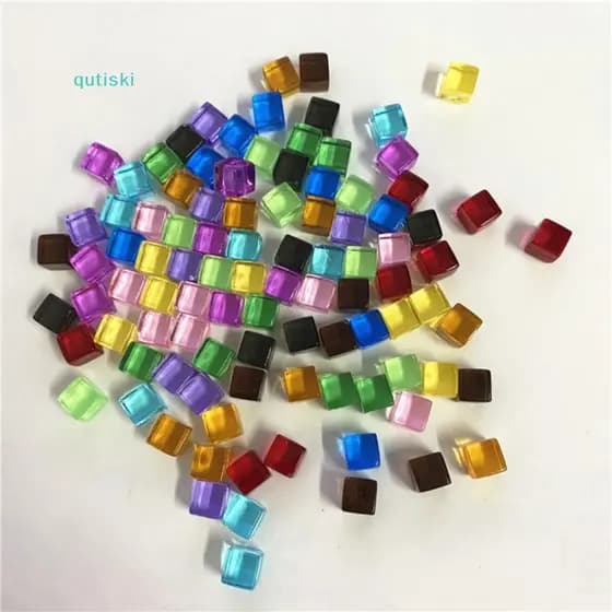 【 QUTI 】 50Pcs/Set Cubo Transparente De 8mm Canto Quadrado De Cristal Colorido Xadrez De Dados ZON